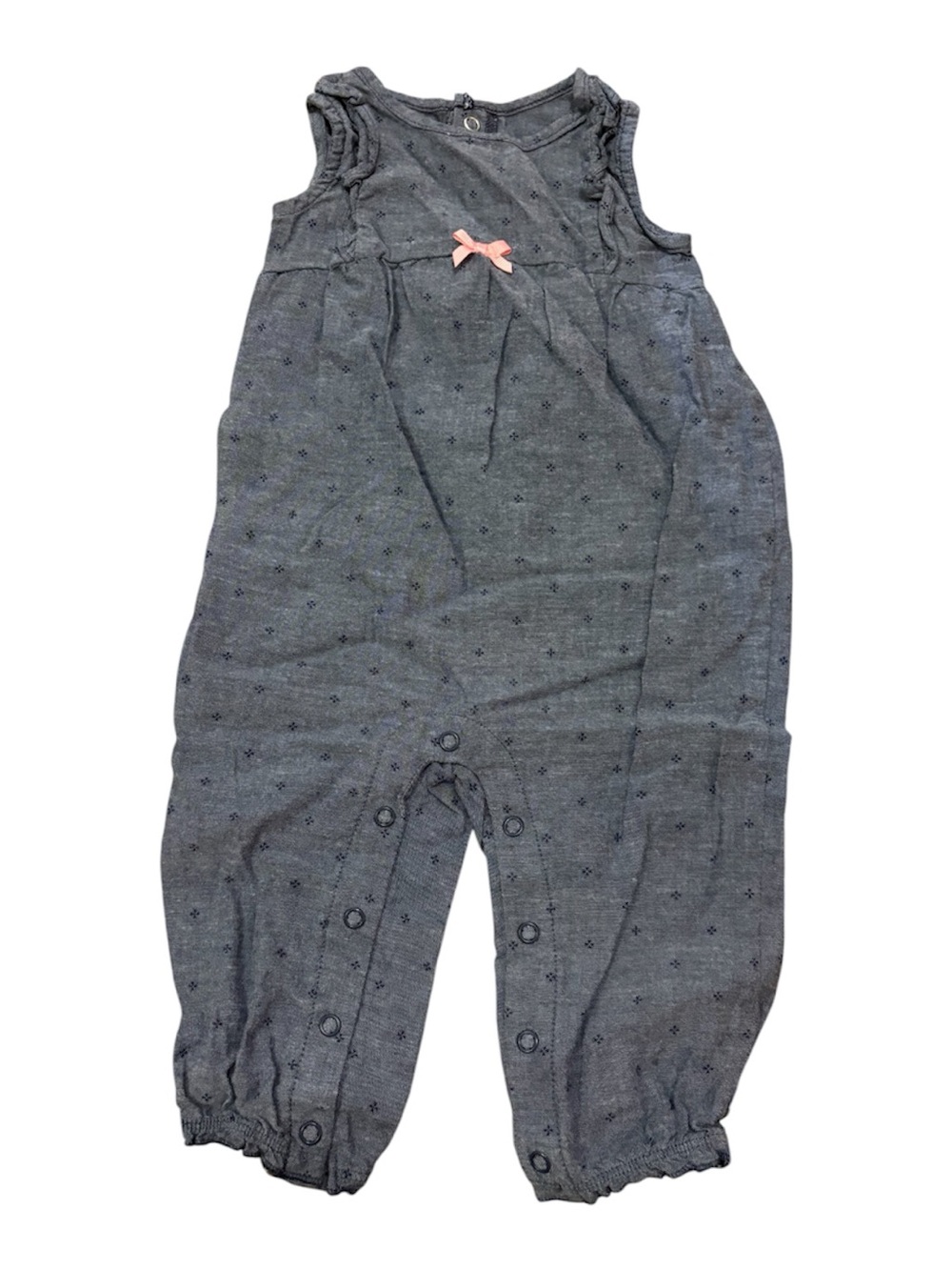 🟠child of mine Gray Star Print Romper with Pink Bow